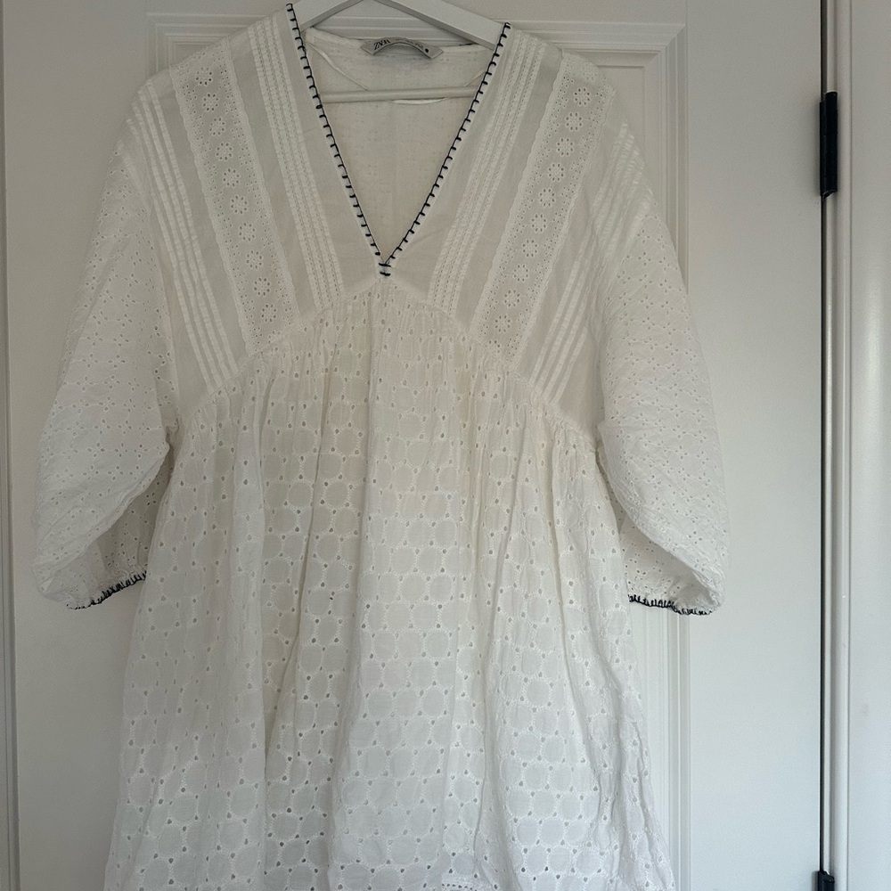 Zara white cover up dress size S